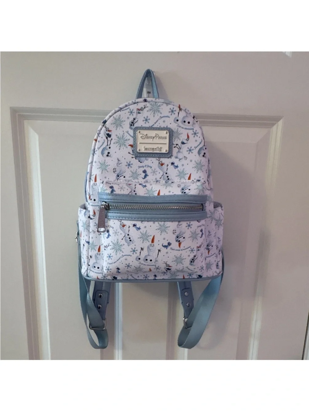Loungefly White and Light Blue Olaf Snowflake Mini Backpack